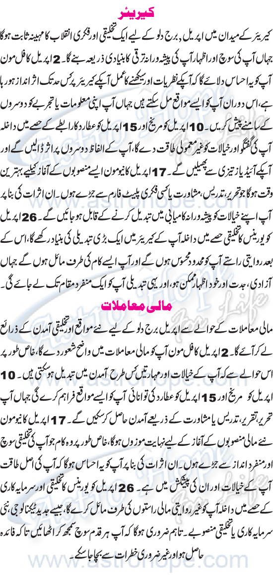 Monthly Urdu Horoscope