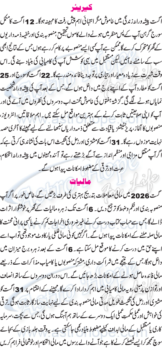 Monthly Urdu Horoscope