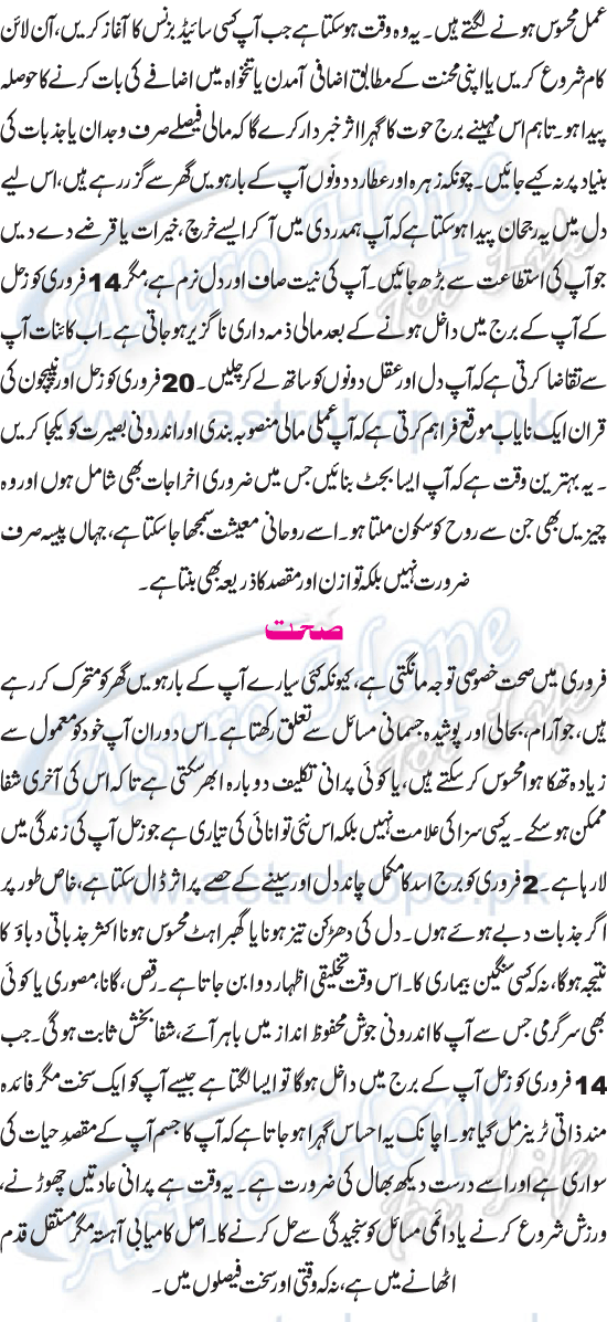 Monthly Urdu Horoscope