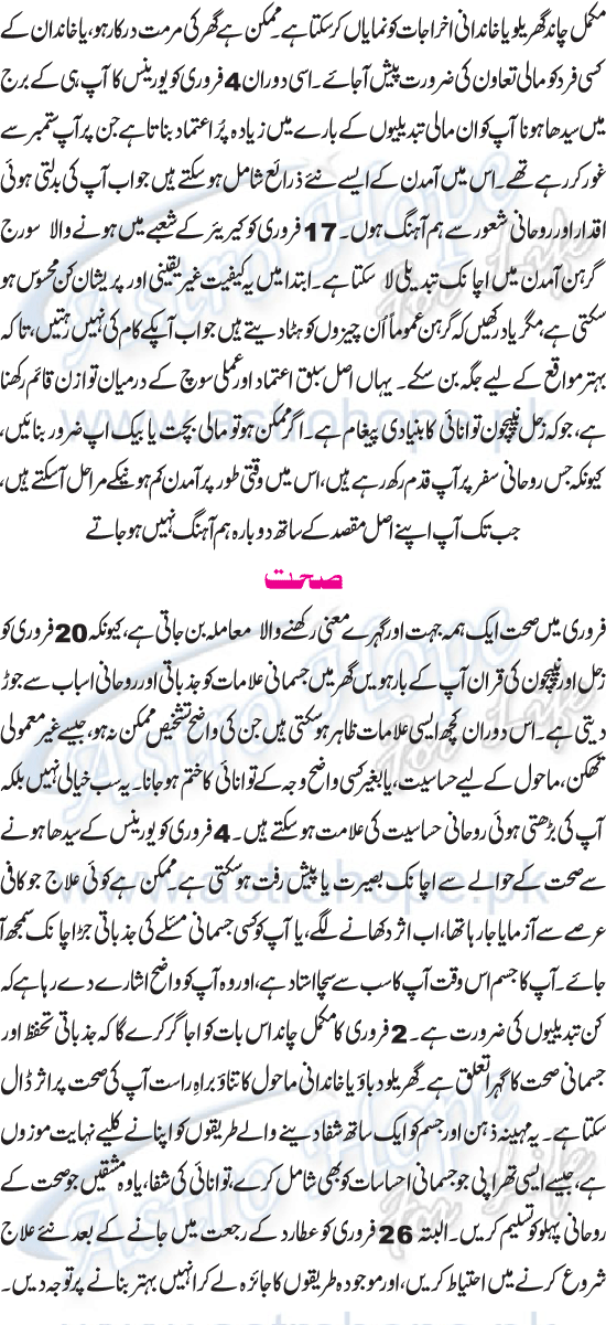 Monthly Urdu Horoscope