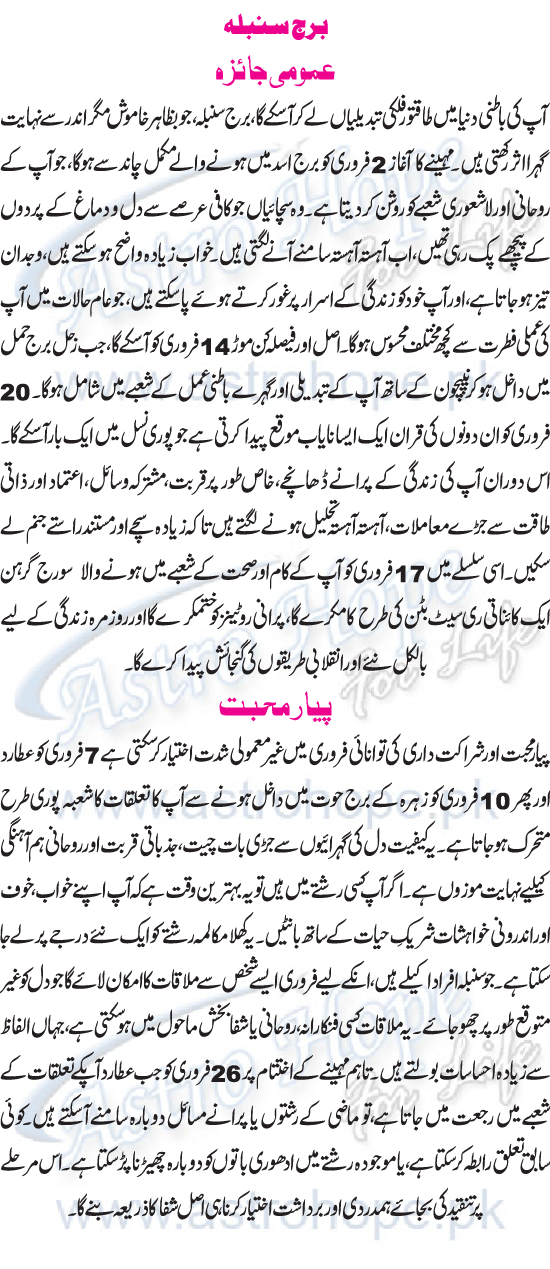 Monthly Urdu Horoscope