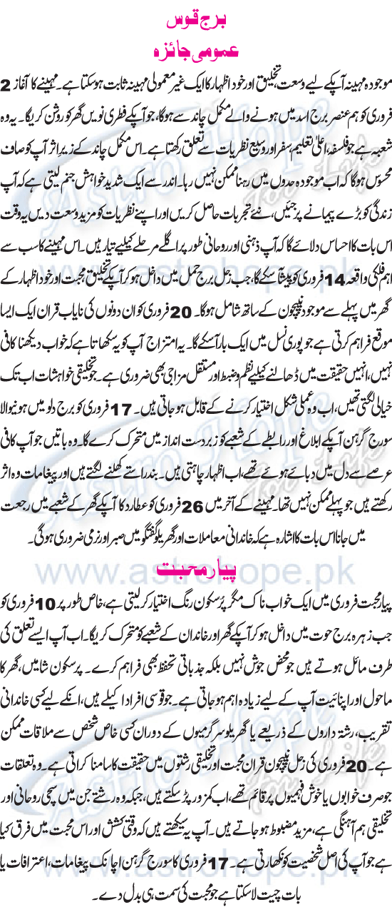 Monthly Urdu Horoscope