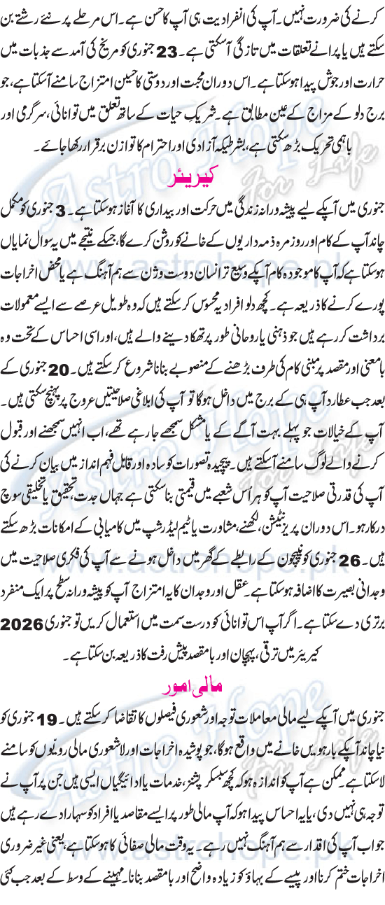 Monthly Urdu Horoscope