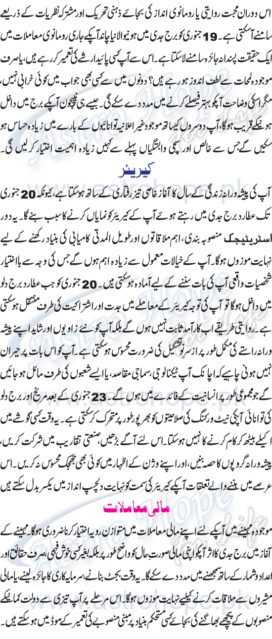 Monthly Urdu Horoscope