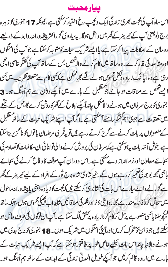 Monthly Urdu Horoscope