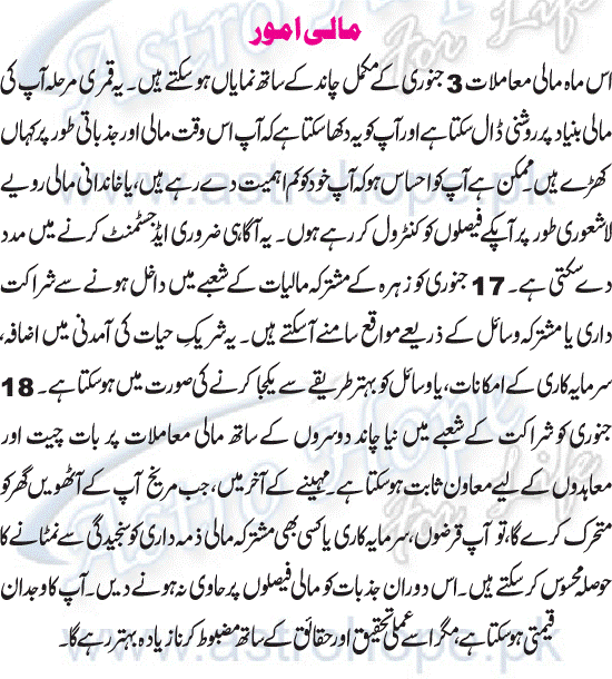 Monthly Urdu Horoscope