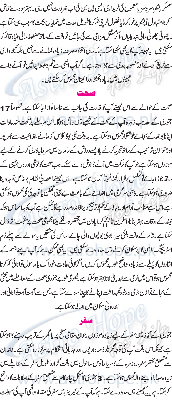 Monthly Urdu Horoscope