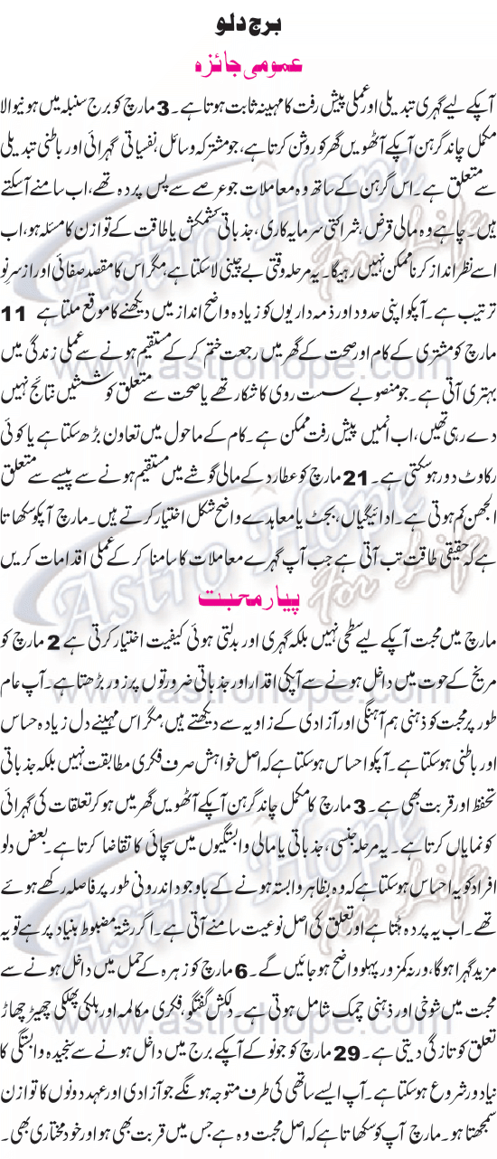 Monthly Urdu Horoscope