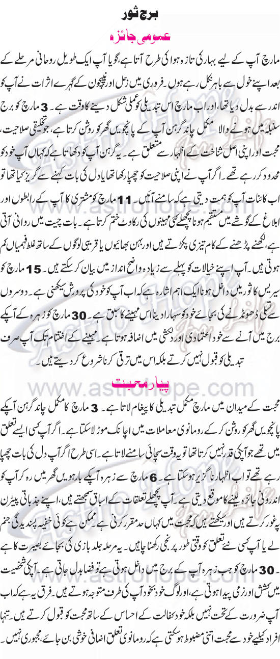 Monthly Urdu Horoscope