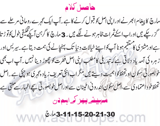 Monthly Urdu Horoscope