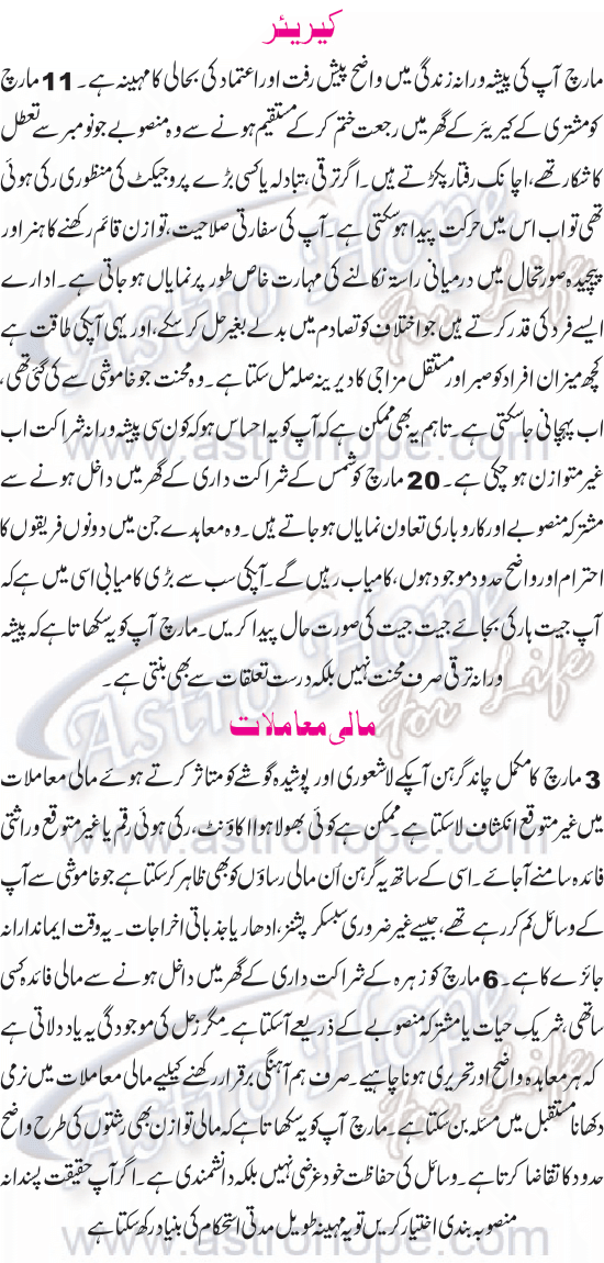 Monthly Urdu Horoscope