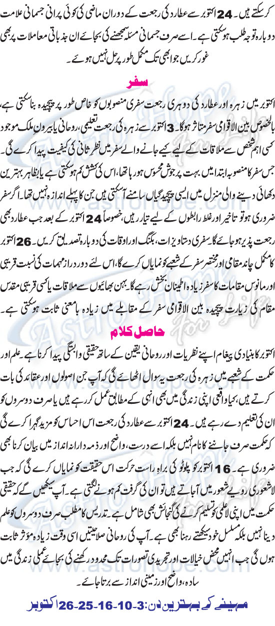Monthly Urdu Horoscope