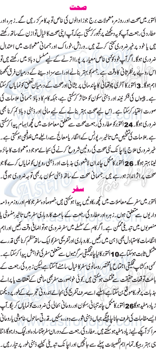 Monthly Urdu Horoscope