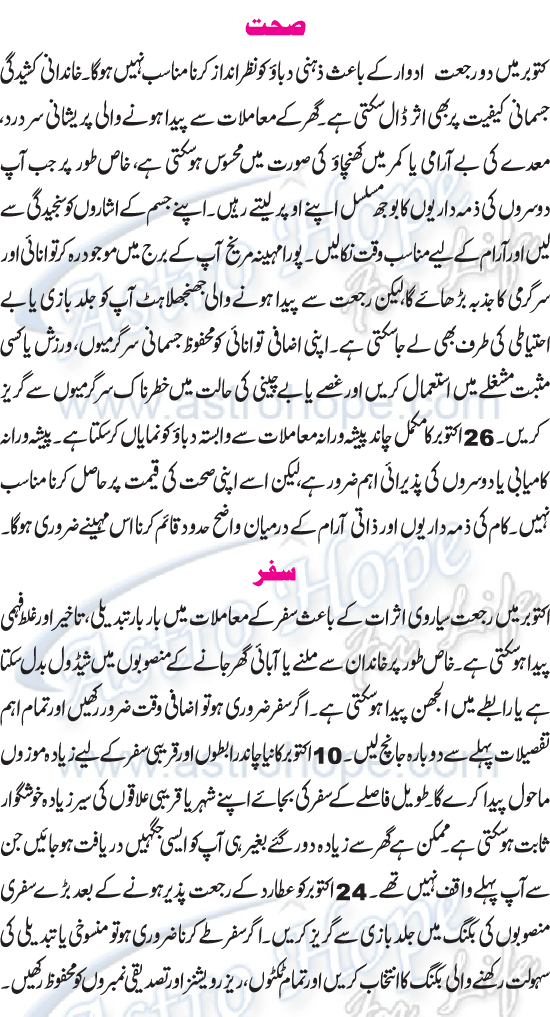 Monthly Urdu Horoscope