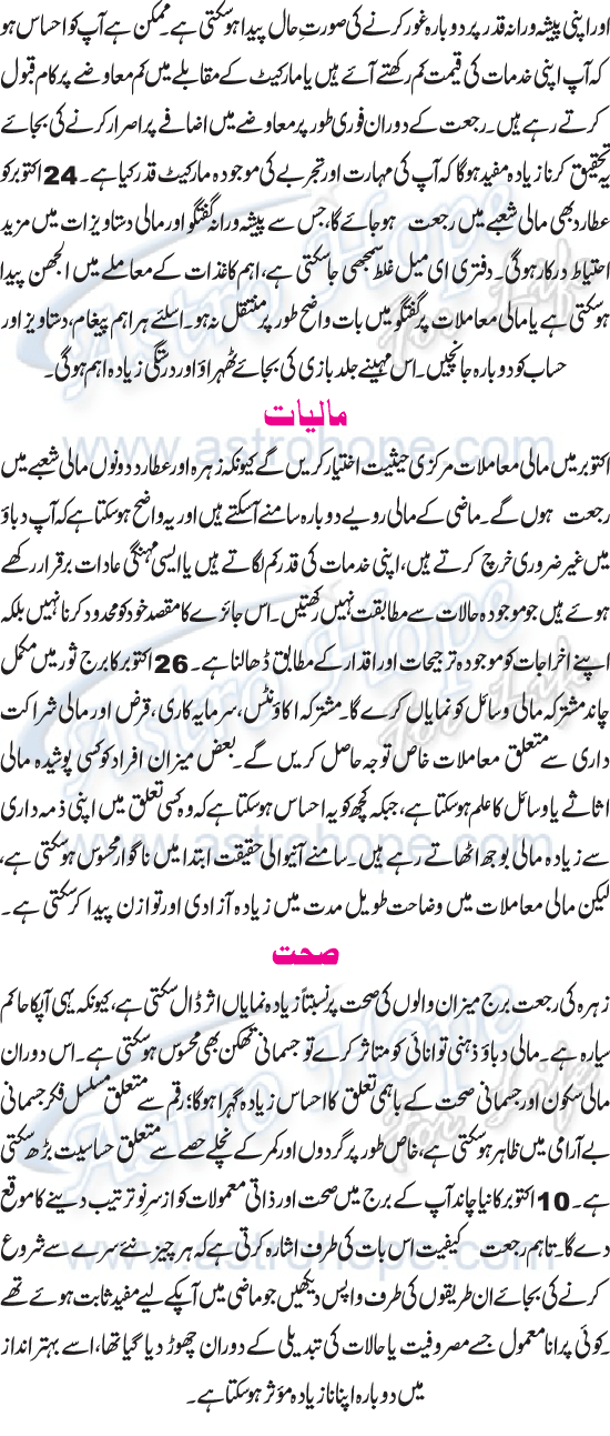 Monthly Urdu Horoscope