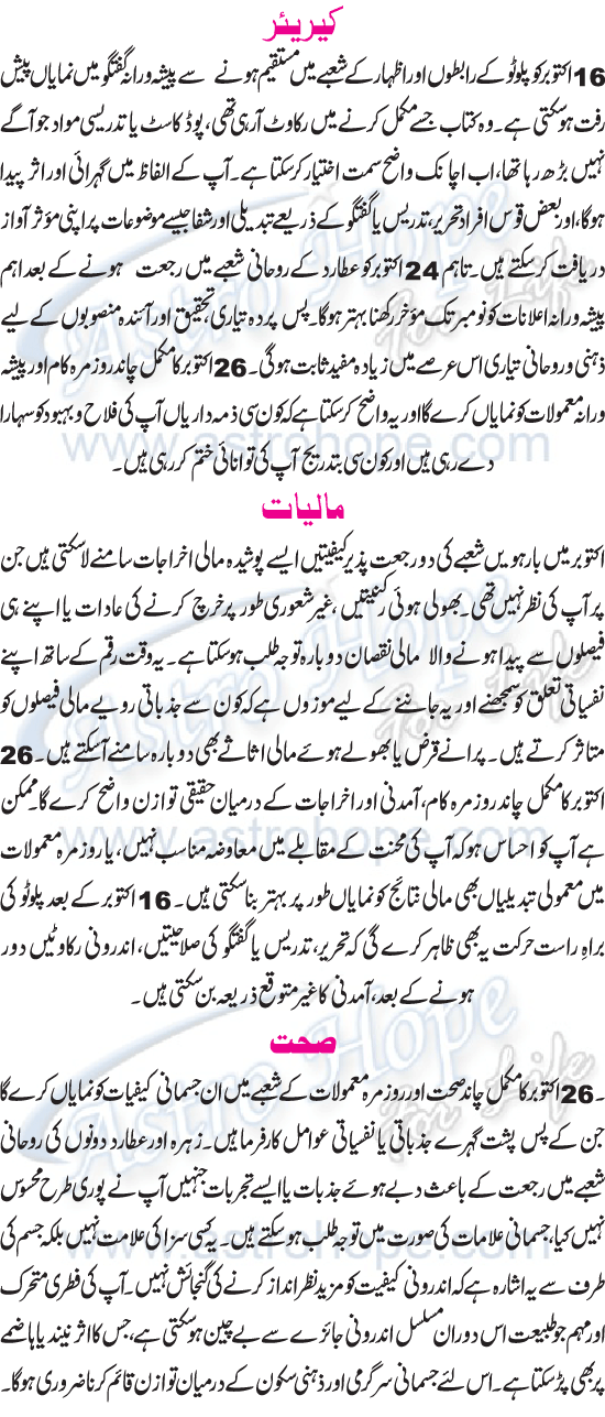 Monthly Urdu Horoscope